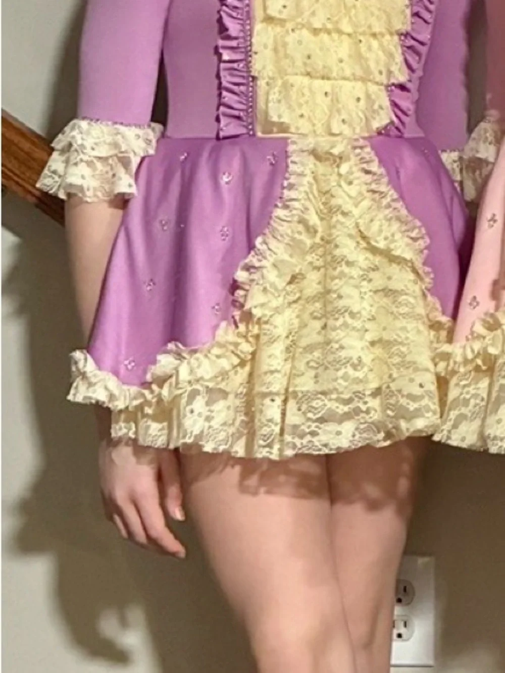 Purple and Cream Princess Costume Dress with Lace Details